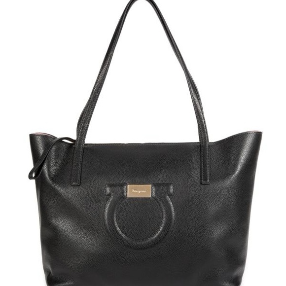 SALVATORE FERRAGAMO City Gancini Leather Tote call out in photos